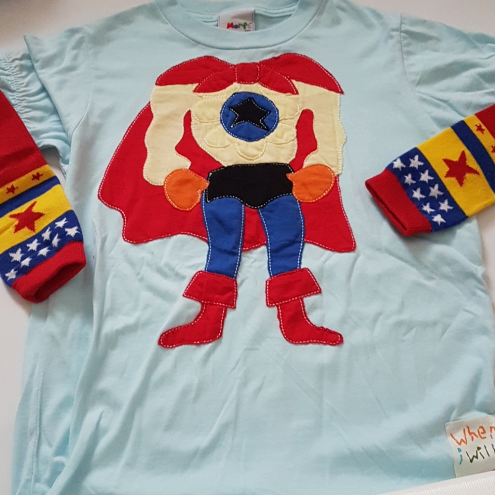 Boys Superhero shirt by Morfs Sz 8